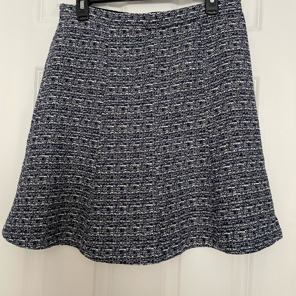 Ann Taylor Blue and White Textured A-Line Skirt